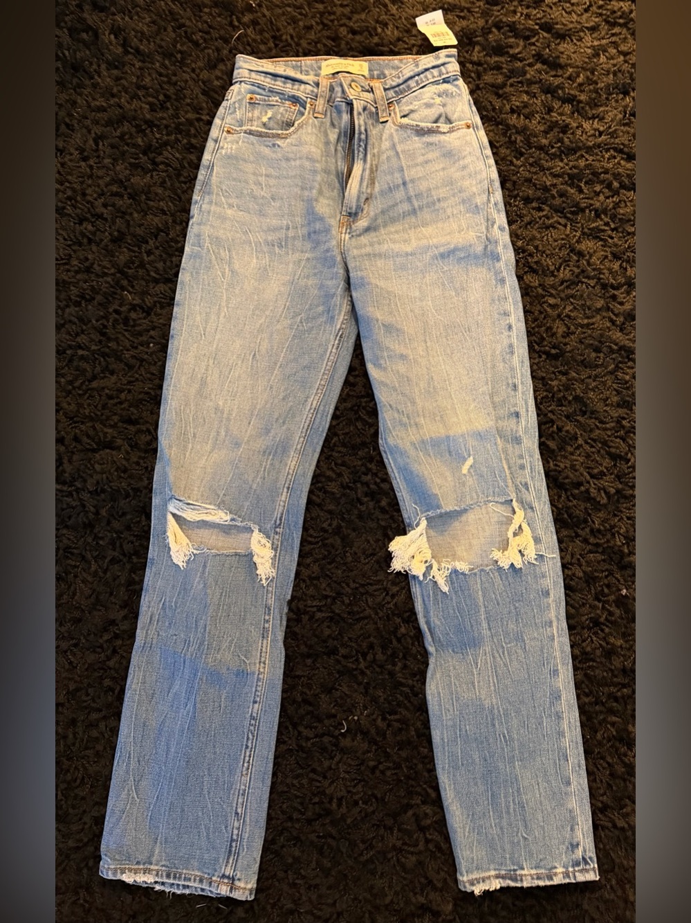 Abercrombie & Fitch Light Blue Straight Leg Ripped Jeans